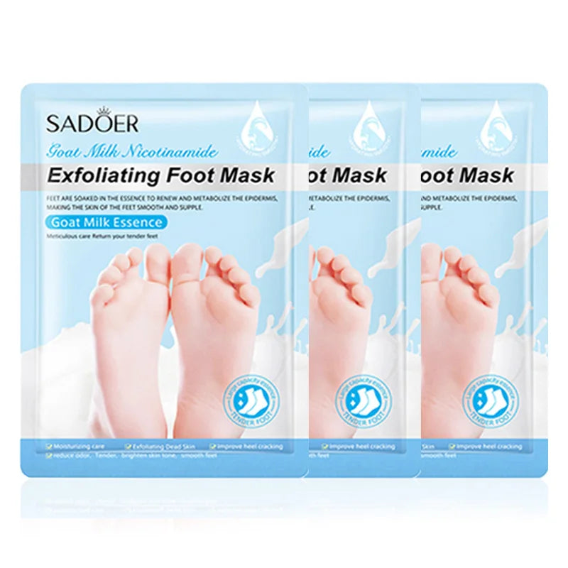3 pares SADOER mascarilla de lavanda para pies mascarilla exfoliante de pies hidratante antienvejecimiento pies pedicura exfoliante pies cuidado de la piel
