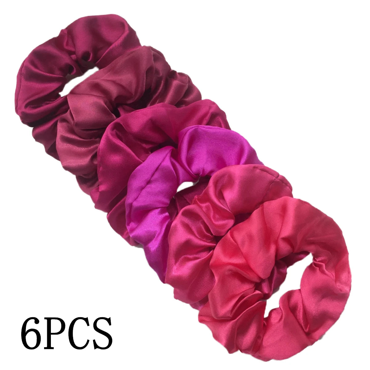 6 unids/lote, bandas para el pelo, lazos, cuerdas, soporte para cola de caballo para mujeres o niñas, accesorios, tocados de satén, Color sólido 100