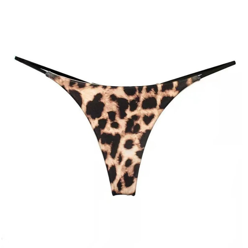 Bragas de algodón con estampado de leopardo para mujer, bragas sexis, Tanga de cintura baja, Bikini con espalda en T, ropa interior sin costuras, lencería femenina, talla S-XXL