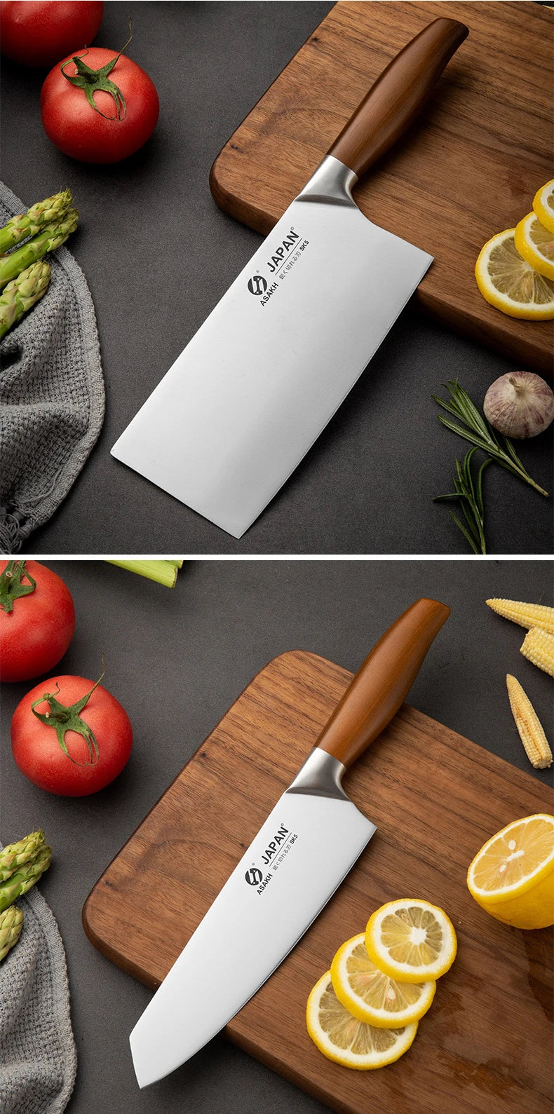 Juego de cuchillos de cocina de acero inoxidable, cuchillo para cortar carne, pescado, verduras, cuchillo de carnicero, cuchillo de Chef japonés con caja de regalo