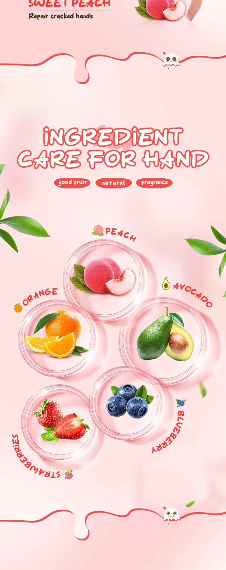 5 unids/set SADOER helado de frutas crema de manos hidratante nutritivo brillo cremas de manos hidratantes productos para el cuidado de la piel
