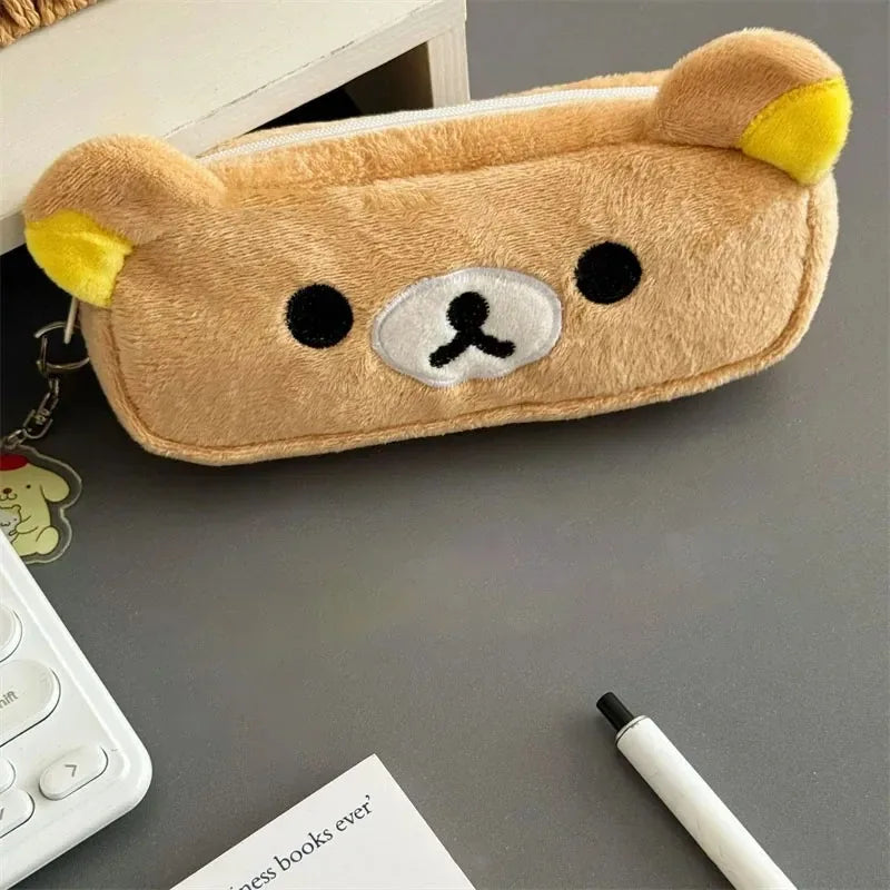 Estuche para lápices Rilakkuma, bolsa de maquillaje de alta estética, caja para lápices de gran capacidad para estudiantes, ligera y fácil de llevar