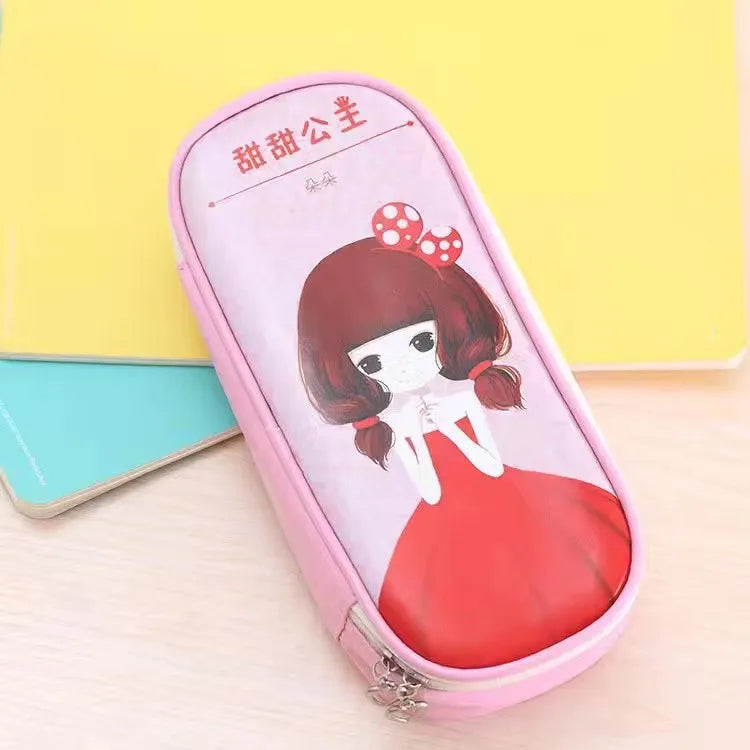 Estuche de cuero PU para lápices de dibujos animados, bolsa de almacenamiento de papelería escolar, estuche bonito para estudiantes, bolsa para bolígrafos para niños, regalos y premios