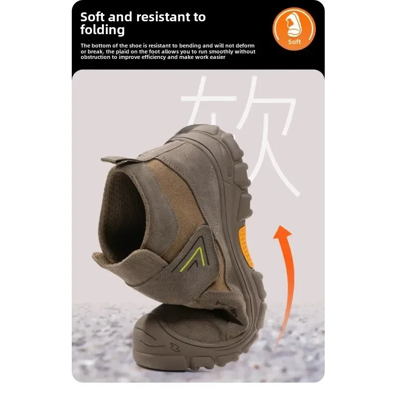 Nuevos zapatos de seguridad antigolpes y antipinchazos para hombres y mujeres, botas protectoras, zapatos de gamuza resistentes al desgaste, antiescaldaduras