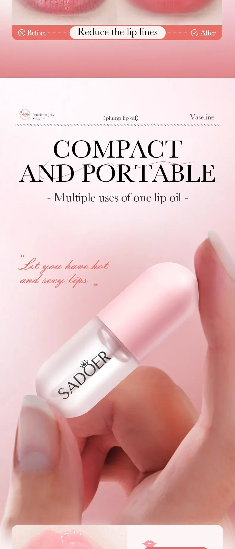Aceite esencial para rellenar los labios, cuidado de los labios Sexy instantáneo, nutritivo, antiarrugas, hidratante, brillo de labios carpante definitivo, suero, cosméticos