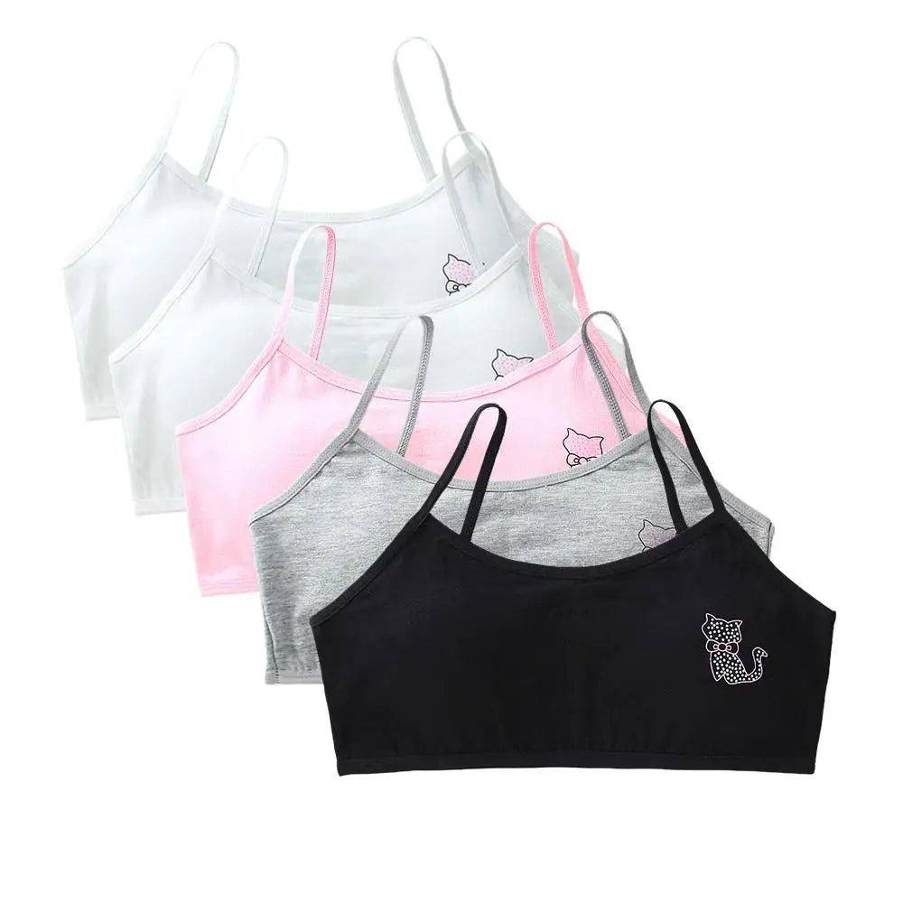 5 unids/lote Teeange niñas pequeñas sujetadores de entrenamiento Purbery School Girl Sujetador deportivo niños almohadilla para el pecho desmontable ropa interior niños Tops de tubo