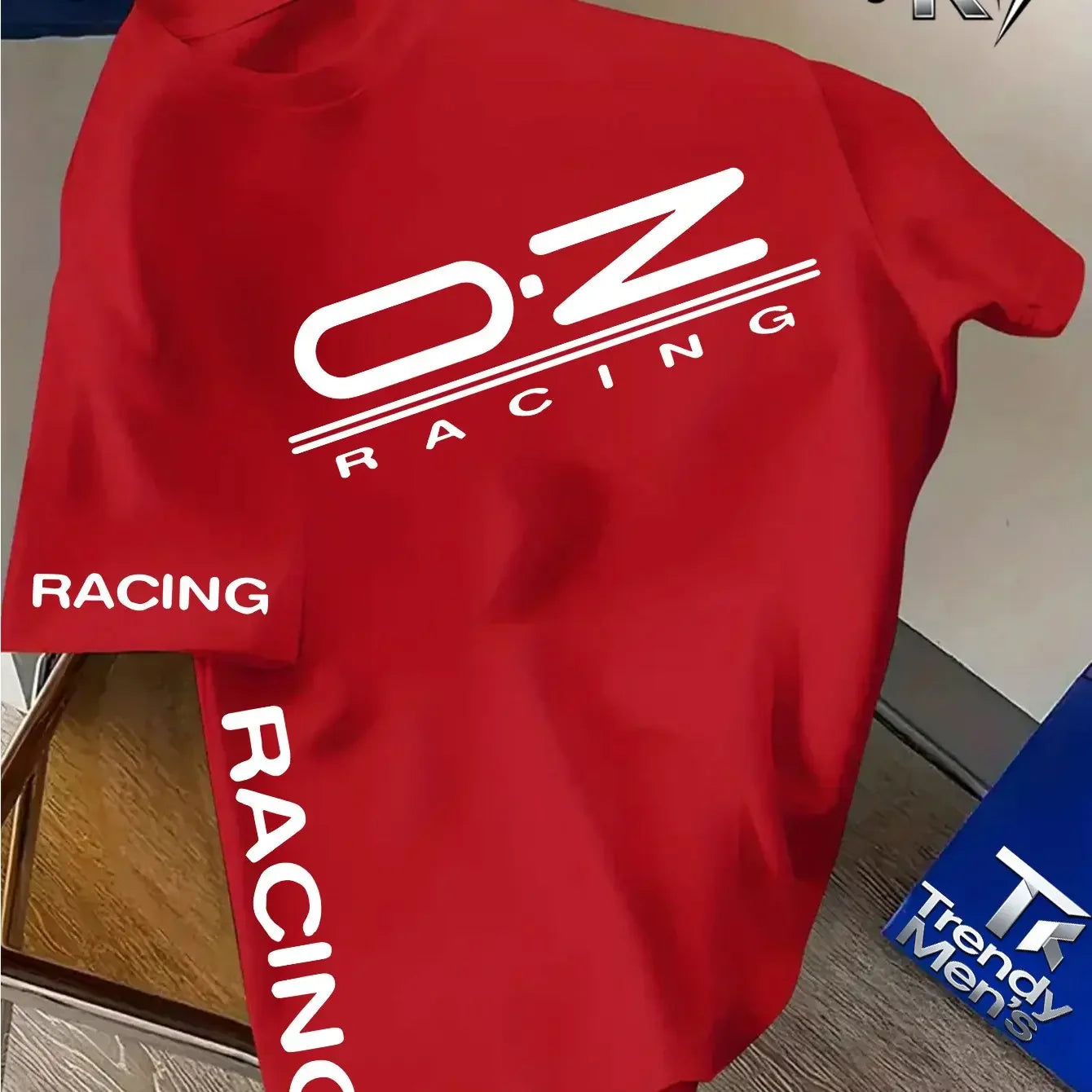 Camiseta de Carreras para Hombre - Manga Corta, Cuello Redondo, Corte Holgado, Estilo Casual y Deportivo con Estampado de Carreras