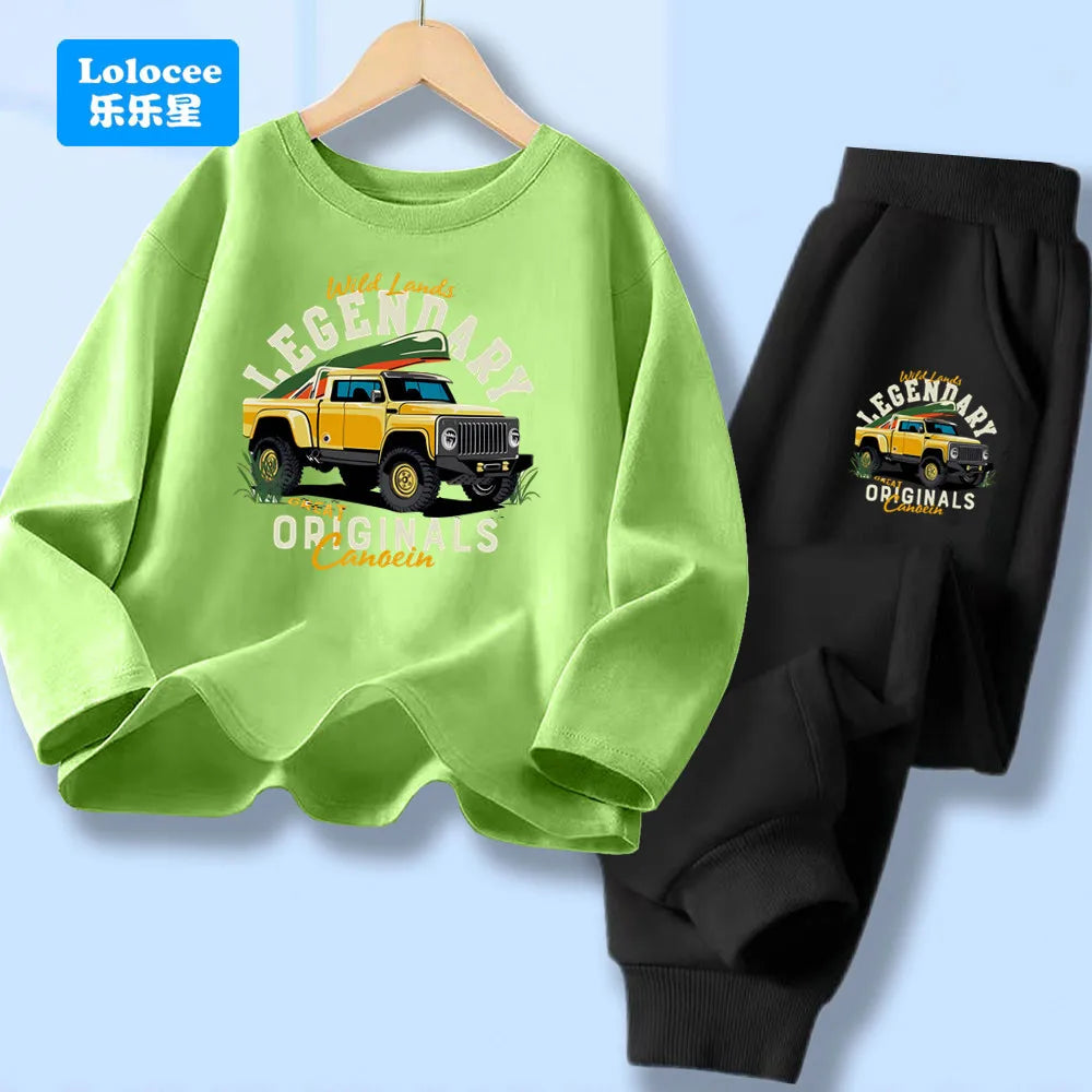 Conjuntos de camisetas y pantalones largos para niños, camisetas y pantalones de manga larga, conjuntos de 2 uds para niños, conjuntos geniales, ropa de moda para niños YYPK1