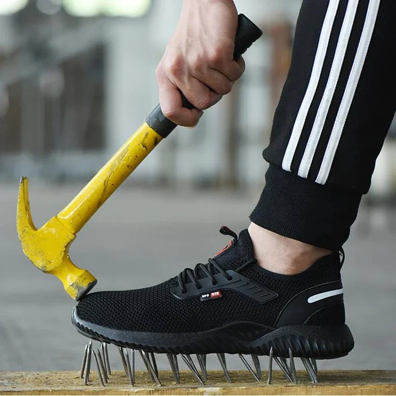 Zapatos de seguridad para el trabajo, antigolpes, con punta de acero, a prueba de perforaciones, zapatillas ligeras y transpirables, botas para hombres y mujeres, luz de aire