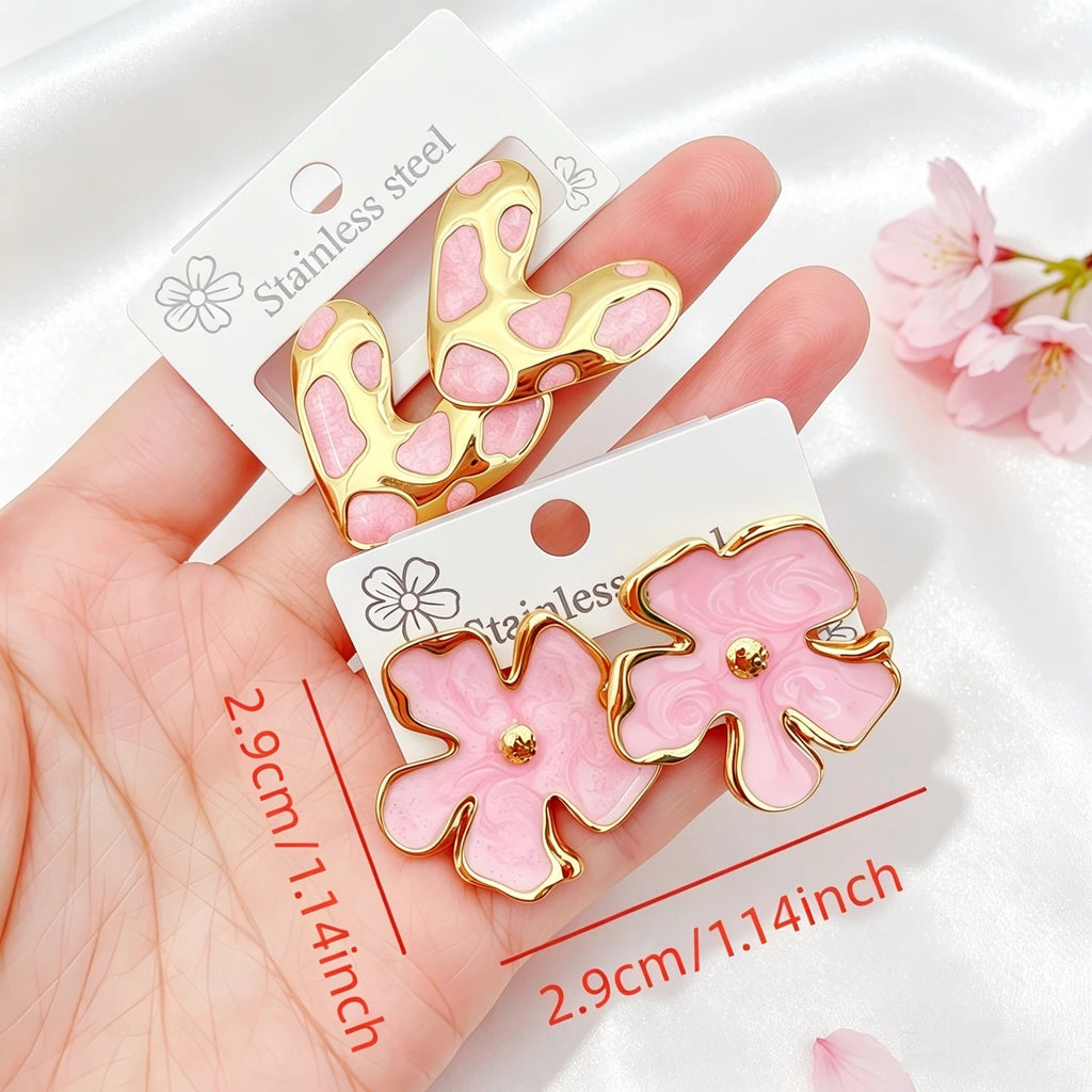 6 pares de pendientes de acero inoxidable con diseño de flores y geometría, coloridos y a la moda, para mujer, regalos para fiestas.