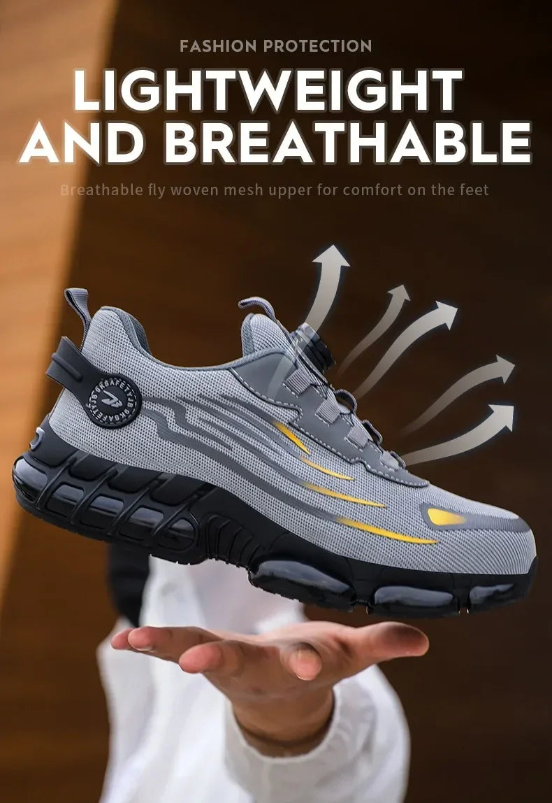 Nuevos zapatos de seguridad para el trabajo, talla 36-48 para mujeres y hombres, zapatillas de deporte con punta de acero para hombres, botas antideslizantes ligeras y transpirables impermeables, trabajo para hombres