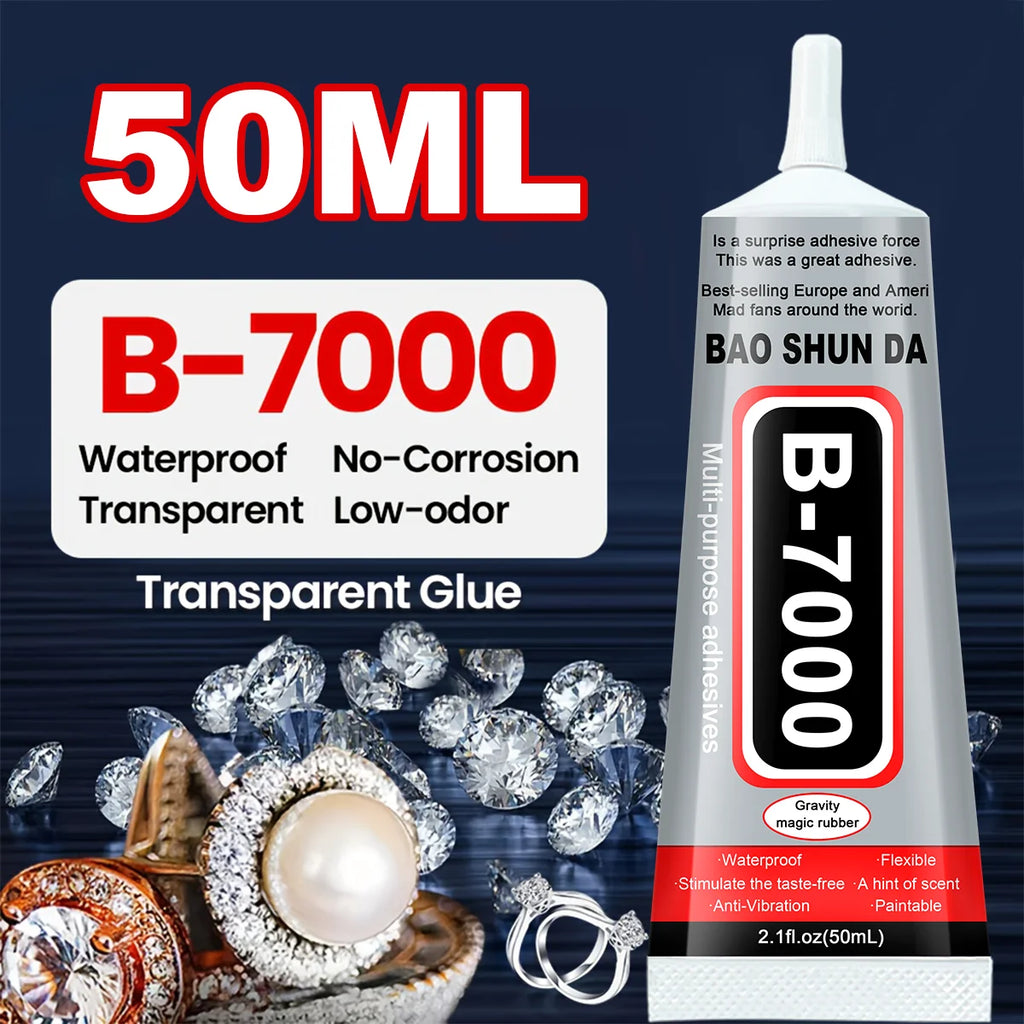 B7000 Pegamento 15/25/50/110 ml Adhesivo reparador de resina epoxi  Pantalla táctil de teléfono móvil Joyería Artesanía Herramienta de pegamento líquido para bricolaje con salida de aguja fina, transparente, ecológico