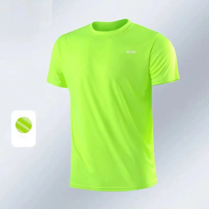 Camiseta deportiva de verano para hombre, camiseta atlética de manga corta con cuello redondo, poliéster, secado rápido, transpirable, ligera, para gimnasio, correr, culturismo, entrenamiento, fútbol, camisetas depo