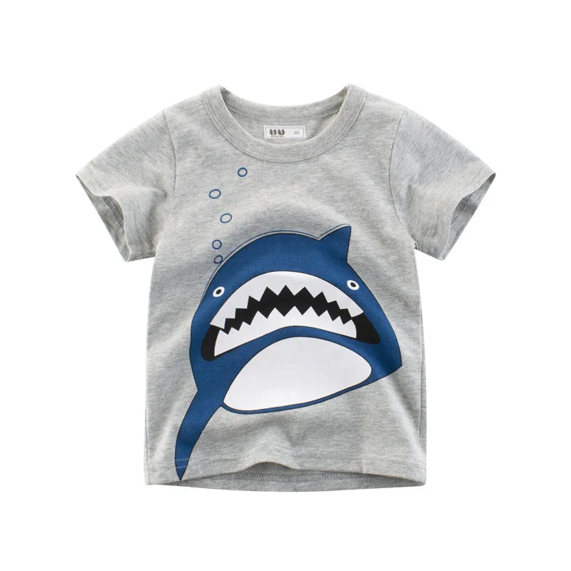 OLEKID-ropa de verano para niños, camisetas con estampado de dibujos animados para niños de 2 a 8 años, camisetas de manga corta para niños pequeños, 2025