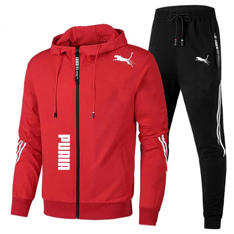 Conjunto de chándal de primavera y otoño para hombre, Sudadera con capucha de manga larga y Joggers, ropa deportiva de 2 piezas para correr y Fitness, ropa informal