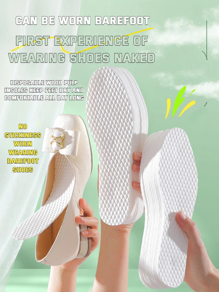 Nuevo 1/5/10 par/juegos plantillas desechables plantillas de pulpa de madera natural hombres y mujeres fino transpirable sudor suave cómodo almohadilla de zapato