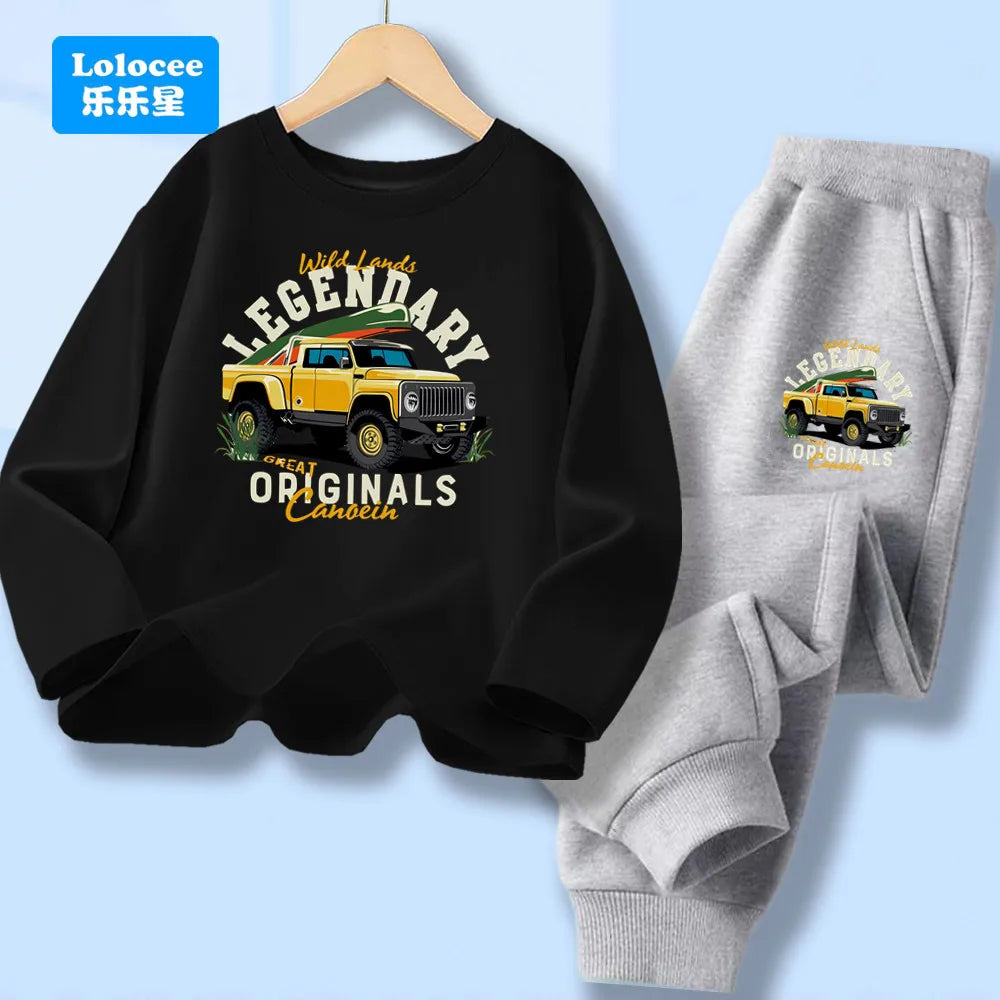 Conjuntos de camisetas y pantalones largos para niños, camisetas y pantalones de manga larga, conjuntos de 2 uds para niños, conjuntos geniales, ropa de moda para niños YYPK1