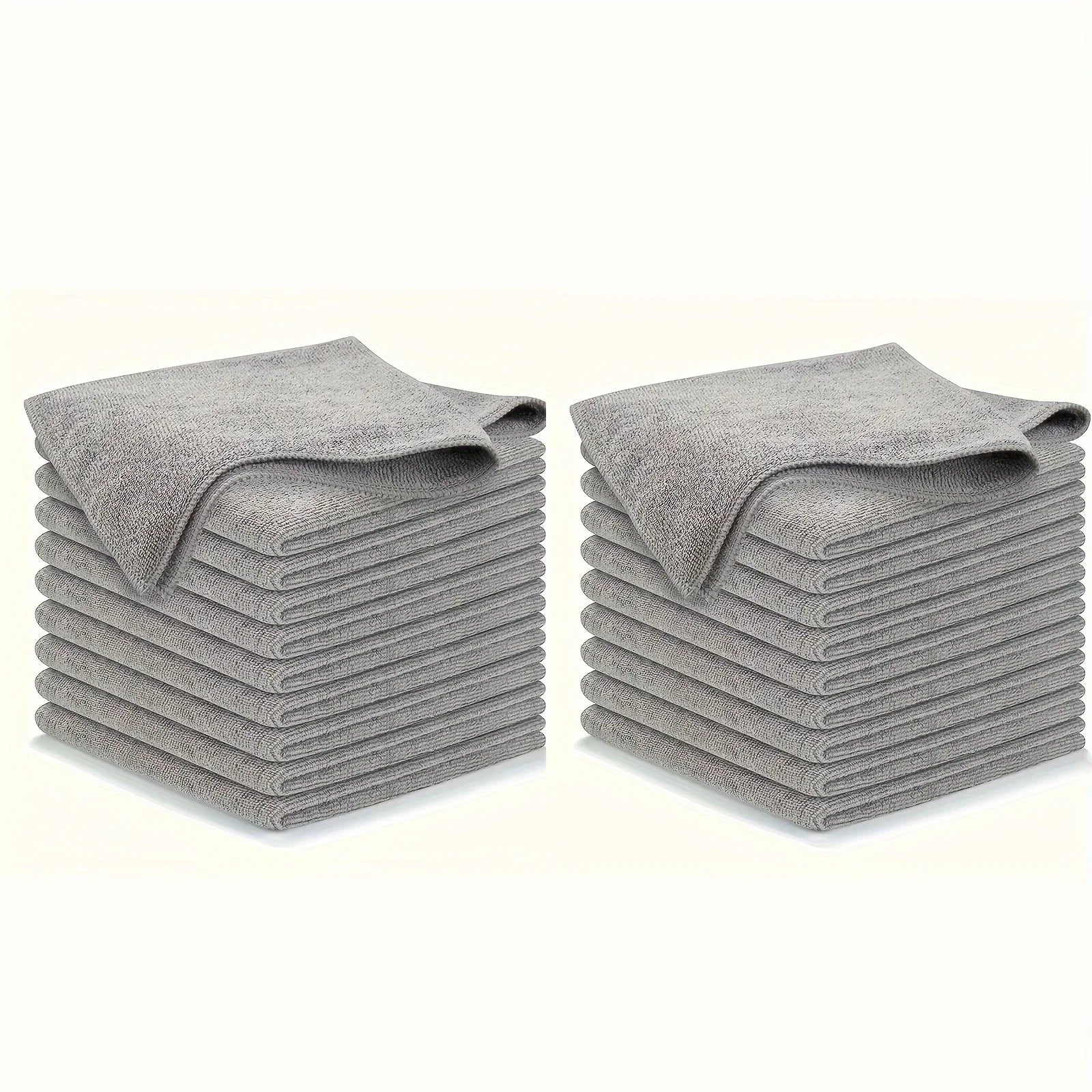 Toalla de cocina de 5/10/20 piezas, juego de paño de limpieza gris claro de fibra ultrafina, paño absorbente, suave y quitamanchas