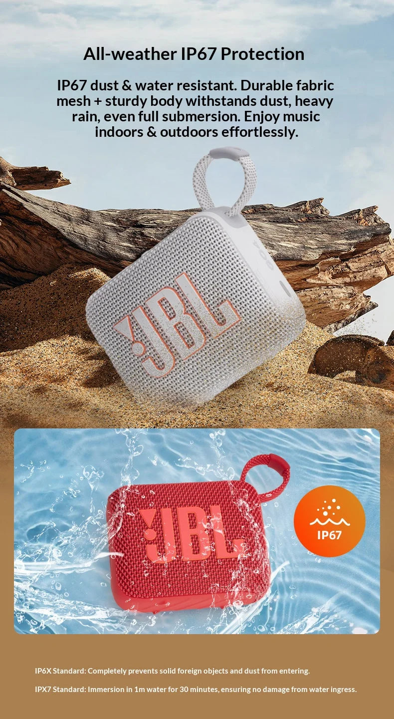 JBL GO4 Gold Brick, Altavoz Inalámbrico Bluetooth de Cuarta Generación con Bajos Potentes, Diseño Impermeable, Portátil y Compacto