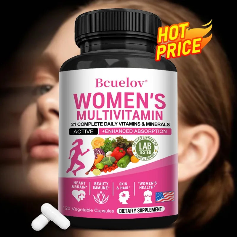 Multivitamínico Diario para Mujeres, con 21 Vitaminas y Minerales Completos para el Día a Día, Fórmula Eficiente para el Metabolismo y el Apoyo Inmunológico, 120 Cápsulas