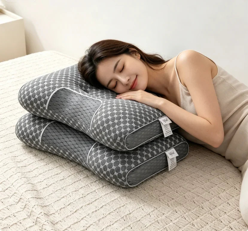 Almohada Cervical Ergonómica para Todas las Estaciones, 2 Piezas, Ajustable, con Soporte Cervical y Masaje, Cómoda para Dormir en Casa