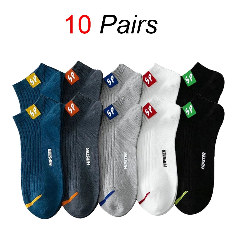 5/10/20/30 pares de calcetines tobilleros para hombre, calcetines invisibles transpirables con letras a la moda, estilo deportivo, a prueba de olores, absorbentes del sudor