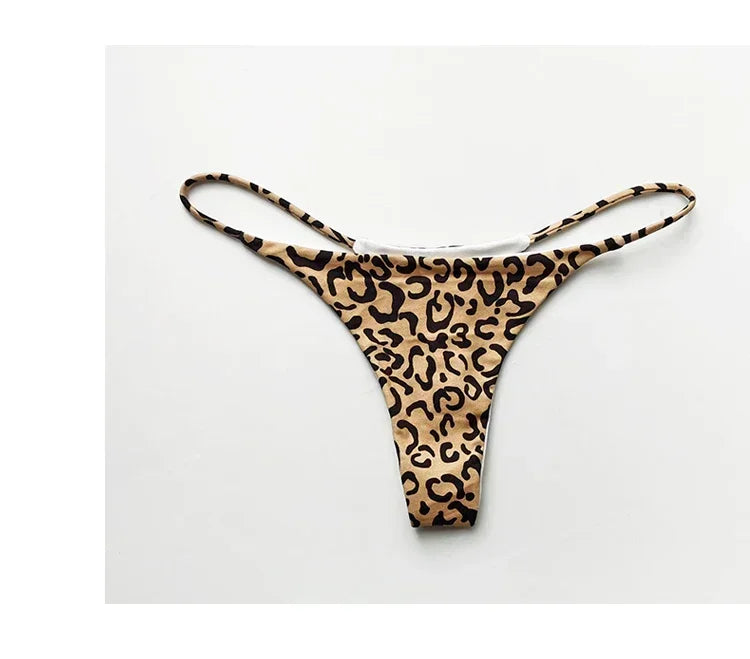 Bragas de algodón con estampado de leopardo para mujer, bragas sexis, Tanga de cintura baja, Bikini con espalda en T, ropa interior sin costuras, lencería femenina, talla S-XXL
