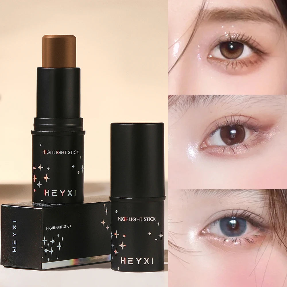 Barra de maquillaje de alto brillo, resistente al agua y al sudor, disponible en varios colores, con un aspecto natural tridimensional.