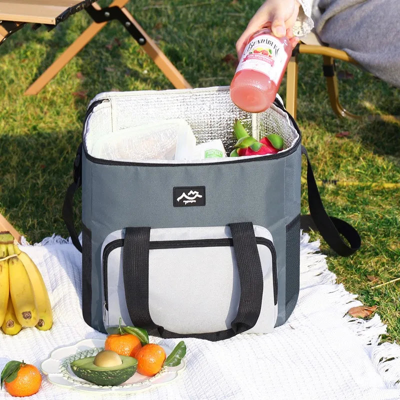 Color a juego de moda, bolsa de almuerzo cuadrada simple, bolsa de hielo portátil para acampar, trabajadores de oficina de gran capacidad, bolsa de comida