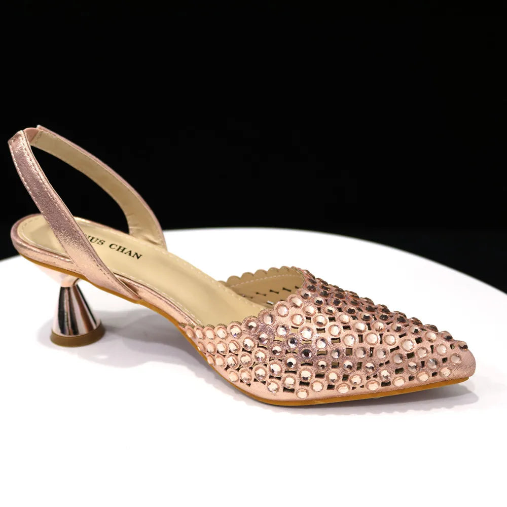 Sandalias con fondo de Muffin decoradas con cuentas para mujer, zapatos y bolso cómodos y versátiles, elegantes, a la moda, verano, 2023