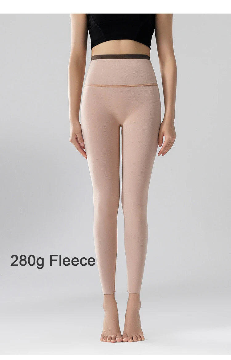 BIVIGAOS-mallas gruesas de terciopelo de Alpaca para mujer, mallas de tiburón negro, cintura alta, ajustadas, sin costuras, cálidas, para otoño e invierno