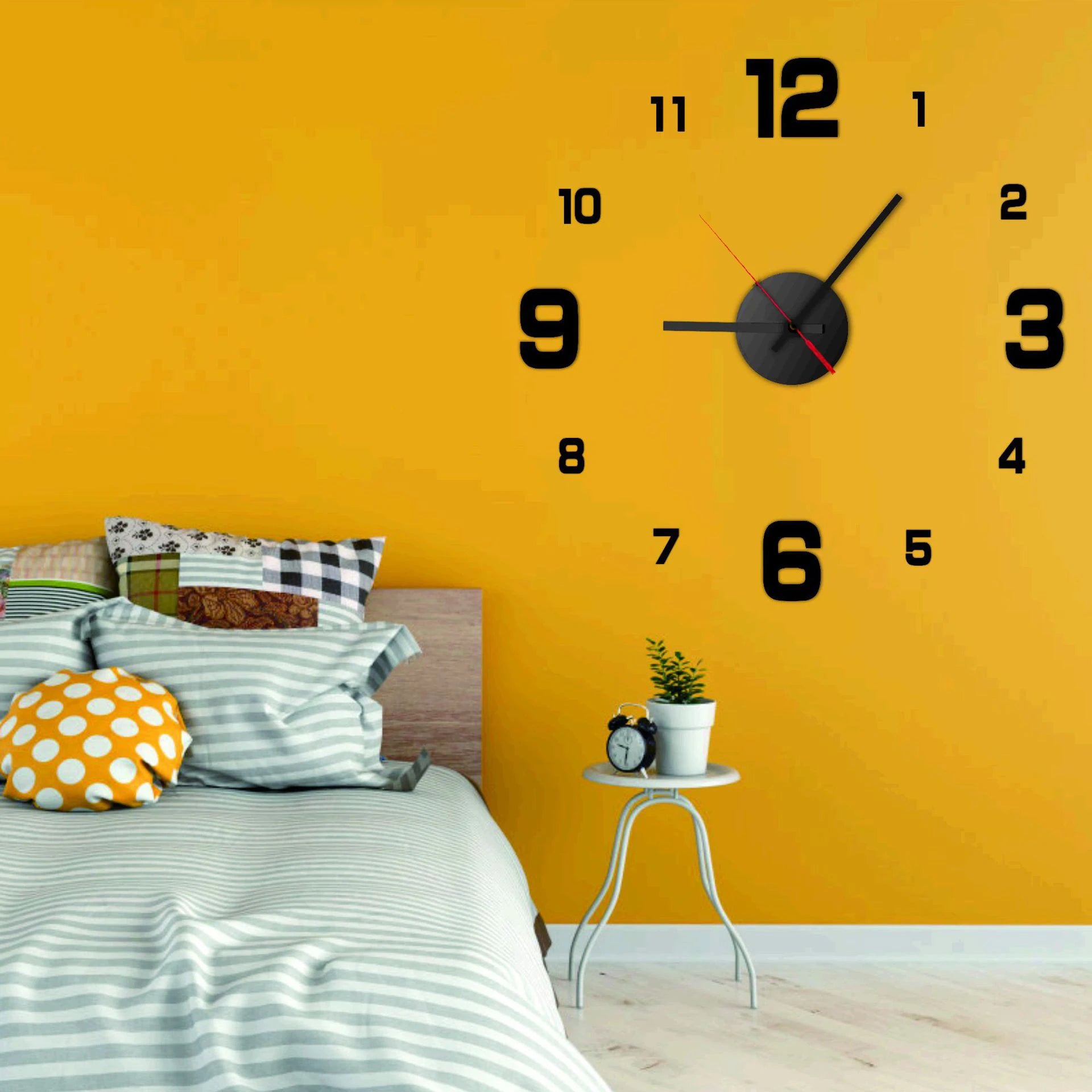 Reloj colgante de pared DIY sin marco creativo 3D, pegatinas de pared, reloj Digital silencioso para el hogar, decoración de pared para sala de estar y oficina