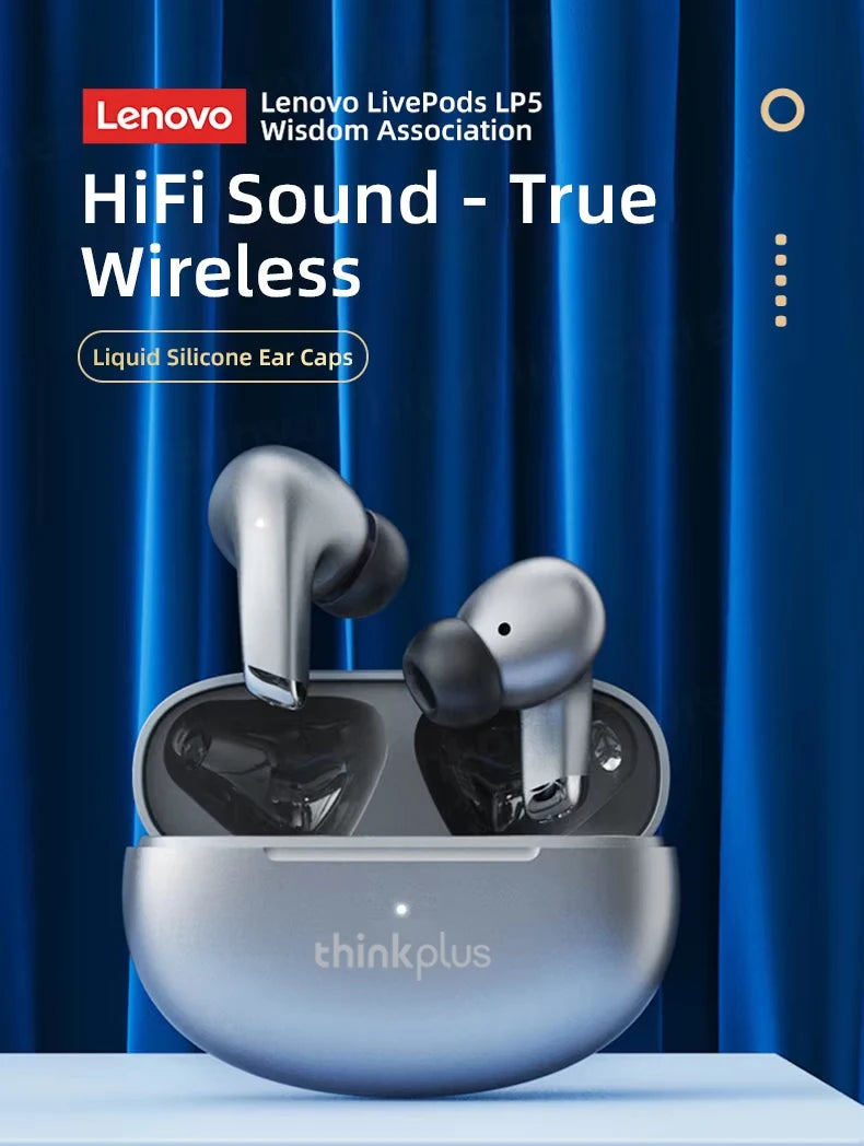 Choice Lenovo LP5 auriculares inalámbricos con Bluetooth, auriculares de música HiFi, Auriculares deportivos impermeables con micrófono, auriculares de negocios