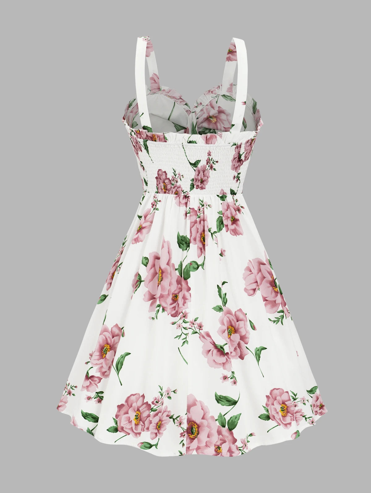 Dressfo 2025 Vestido veraniego con estampado floral para mujer, vestido de fiesta en el jardín, minivestido con lazo y volantes para verano
