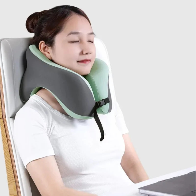 Almohada de viaje portátil en forma de U, almohadas para dormir de espuma viscoelástica, almohada para siesta en la oficina, cojín para el cuello de avión y coche, soporte ergonómico para la cabeza