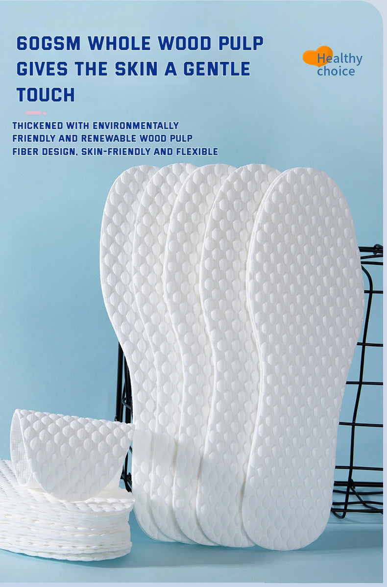 Nuevo 1/5/10 par/juegos plantillas desechables plantillas de pulpa de madera natural hombres y mujeres fino transpirable sudor suave cómodo almohadilla de zapato