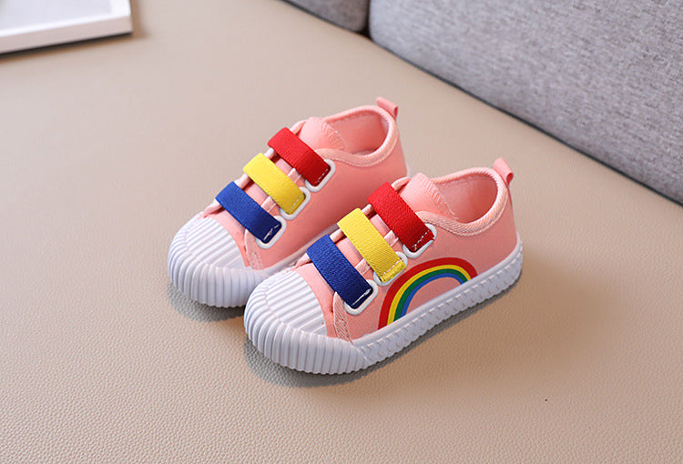 Zapatillas de deporte para niños, zapatos con gancho a la moda para niñas, zapatos de lona informales antideslizantes para estudiantes, zapatos planos de diseñador para primavera y otoño