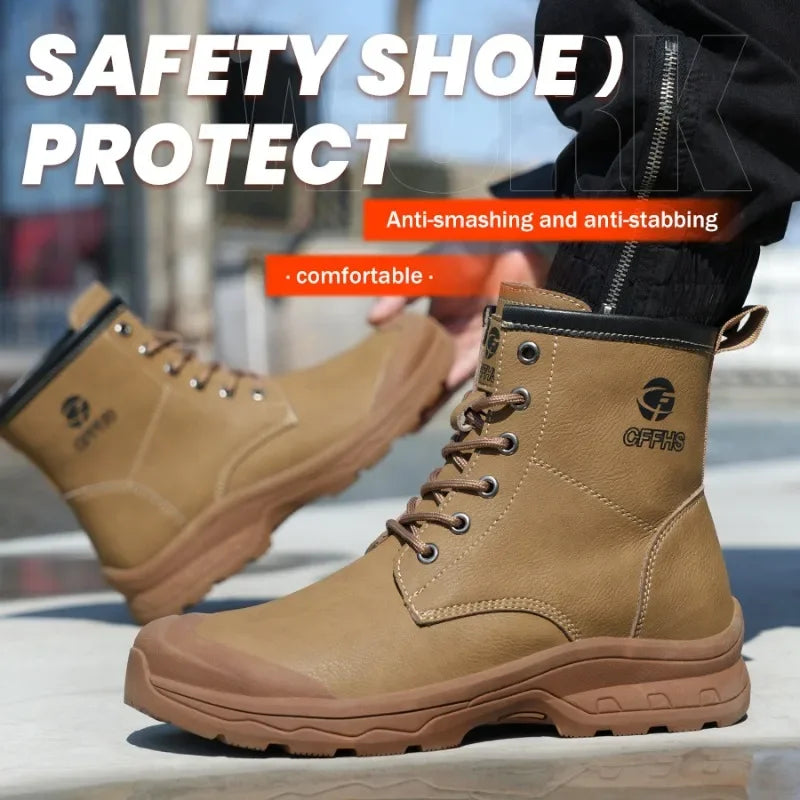 Botas de trabajo de microfibra de alta gama para hombre con puntera de acero para antigolpes y antipinchazos, antipinchazos de Kevlar