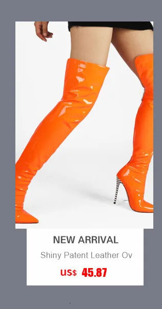 Botas por encima de la rodilla para mujer, tacones altos sexys, color negro, con cremallera lateral, botas altas hasta el muslo, zapatos femeninos, talla 46