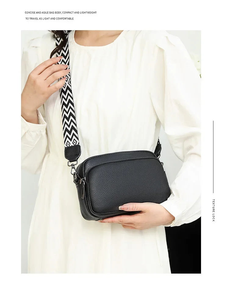 Bolso cruzado para mujer, diseño de moda espacial múltiple, gran capacidad, Material PU, bolso de hombro ligero