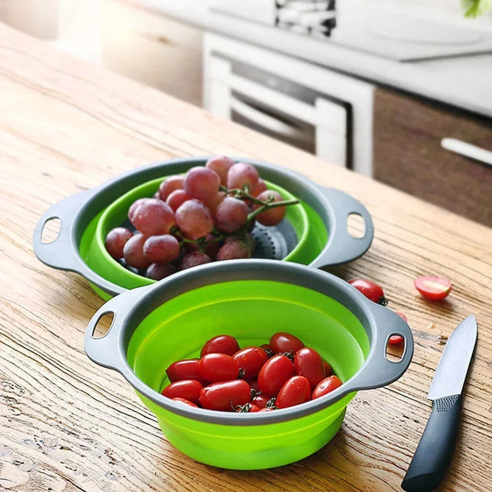 Escurridor plegable redondo, cesta de lavado de frutas y verduras, colador plegable, escurridor plegable, herramienta de almacenamiento de cocina