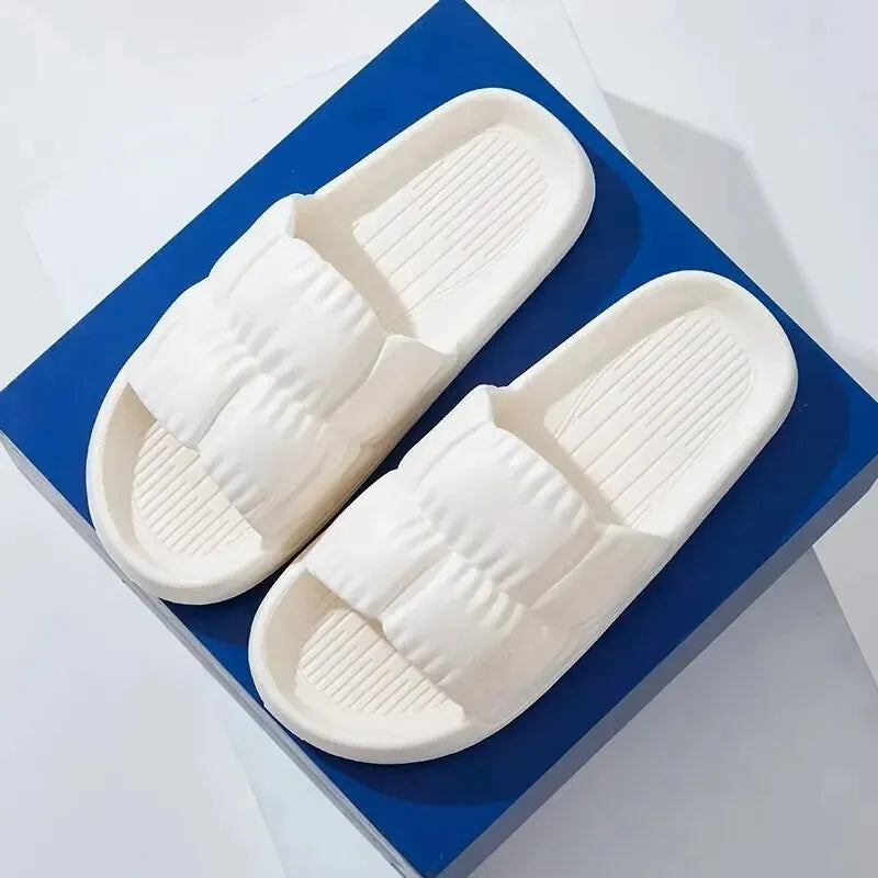 Zapatillas de nube de suela blanda para mujer, sandalias de playa para interiores y exteriores con plataforma gruesa, chanclas antideslizantes de EVA de verano