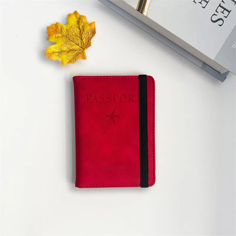 Fundas para pasaporte de negocios Vintage RFID para hombre y mujer, soporte multifunción para tarjetas bancarias de identificación, funda tipo billetera de cuero PU, accesorios de viaje