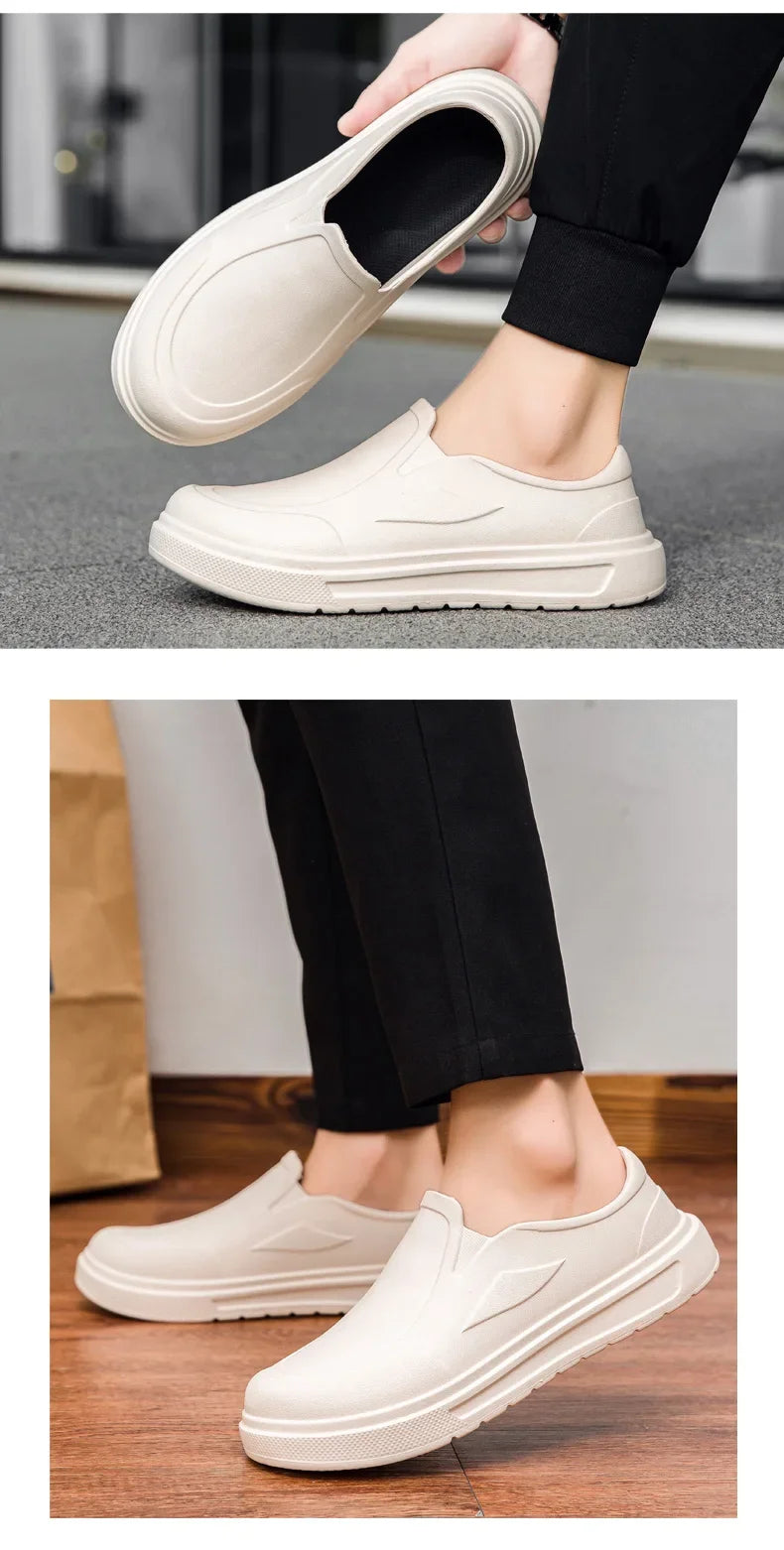 Zapatos de Chef para hombre, antideslizantes, resistentes al aceite, resistentes a la suciedad, zapatos de cocina, zapatos de trabajo, zapatos de lluvia de secado rápido, zuecos transpirables de gran tamaño