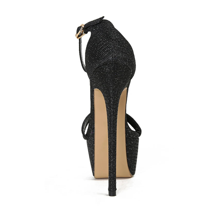 Liyke modelo pasarela sandalias de plataforma con lentejuelas para mujer Sexy punta abierta fiesta Nachtclub tacones de Stripper zapatos de baile de barra tamaño 34-46