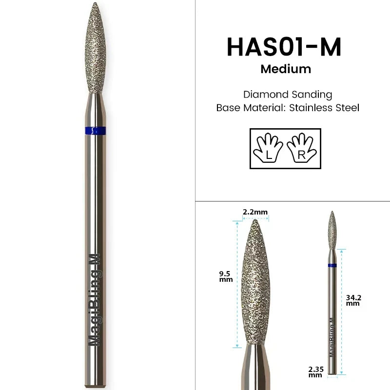 Brocas de cerámica para uñas de diamante, fresa para manicura, limas rotativas para cutículas izquierda y derecha, herramientas de accesorios para uñas DIY