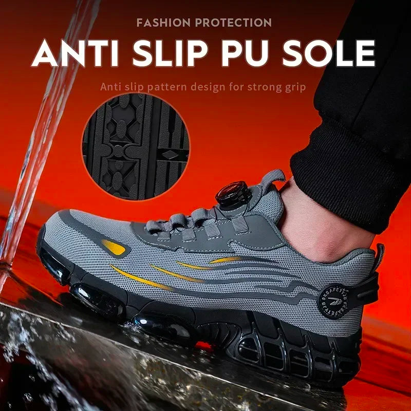 Nuevos zapatos de seguridad para el trabajo, talla 36-48 para mujeres y hombres, zapatillas de deporte con punta de acero para hombres, botas antideslizantes ligeras y transpirables impermeables, trabajo para hombres