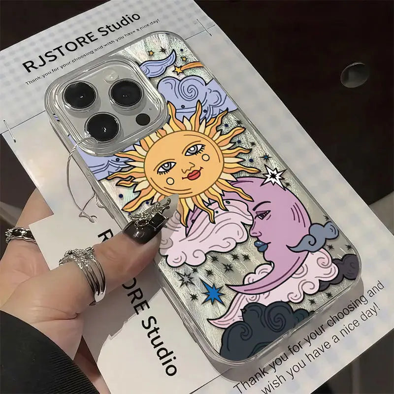 Funda de teléfono Punk Cool Angel Sun para iPhone 16 Pro Max 17 Pro Max 17Air 16E 15 14 13 12 11 Camlet cubierta anticaída