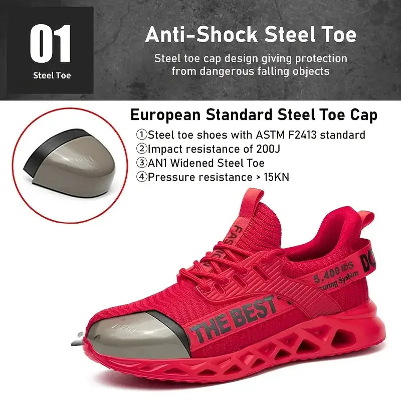 Zapatos de Seguridad con Puntera de Acero para Hombre, Zapatillas de Trabajo Ligeras, Zapatos de Trabajo Antipinchazos, Botas de Seguridad para la Construcción