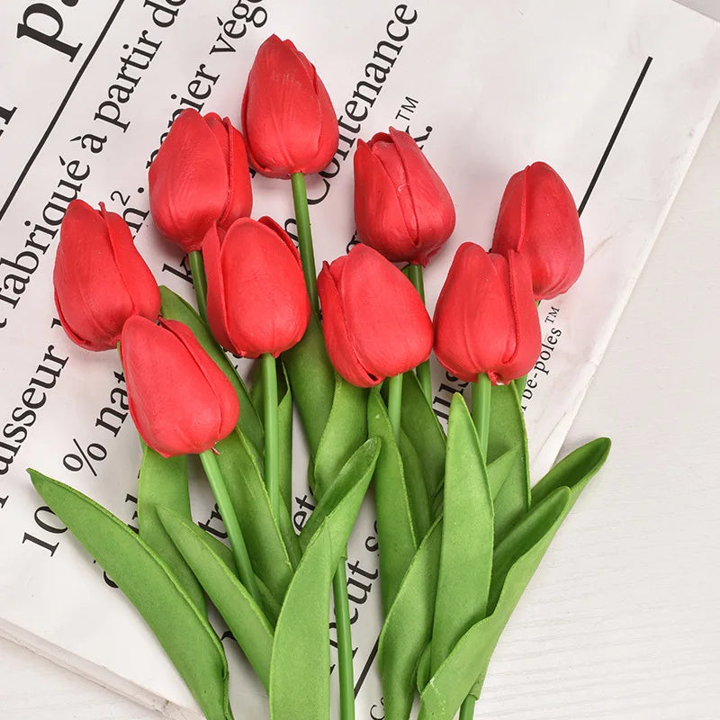 3/5/10/15/20 piezas tulipanes flores artificiales ramo de flores de tacto Real tulipanes flor falsa para decoración del hogar de la boda